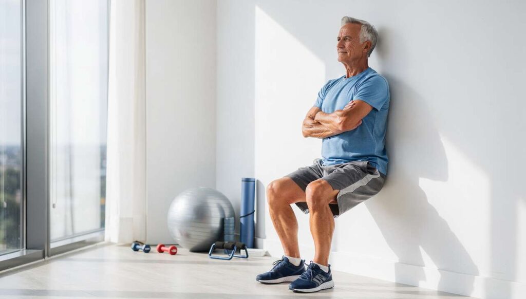 Wall sit po 60-tce: dlaczego fizjoterapeuci wolą go od przysiadów?