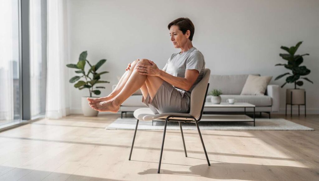 Masz krzesło i 5 minut? Seated marching zastępuje spacer, gdy boli kolano