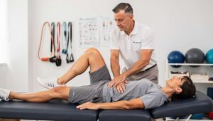 Heel slides na macie: fizjoterapeuta pokazuje ruch na kolana, który działa lepiej niż stretching