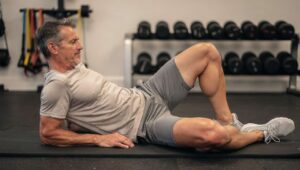 Clamshell to ćwiczenie na biodra, które ortopedzi zalecają zamiast przysiadów po 60-tce